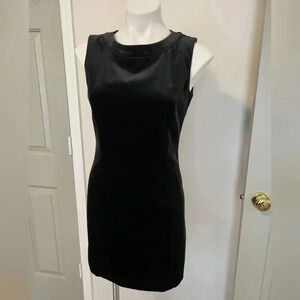 GAP Vintage Black Velvet Sleeveless Lined Cotton Blend Mini Sheath Dress(6)